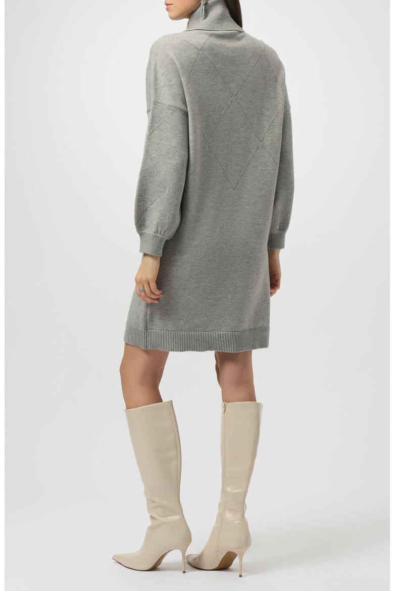 Sequin Diamond Turtleneck Sweater Dress, Alternate, color, GREY MELANGE