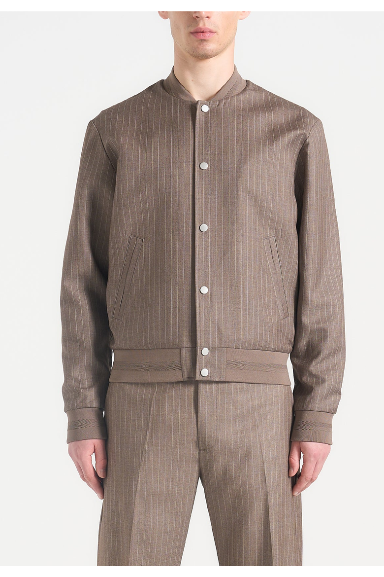 Savin Pinstripe Tailored Bomber, Alternate, color, Taupe