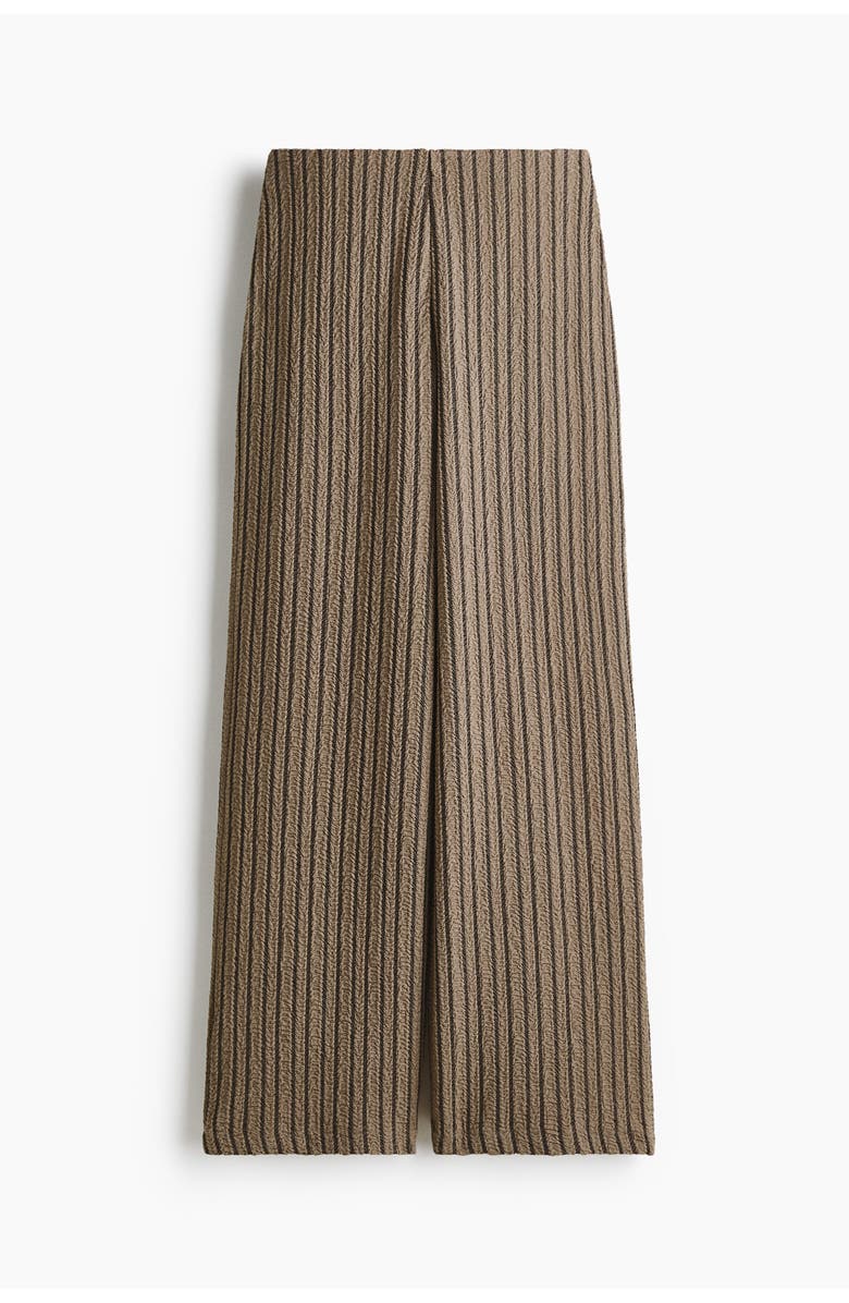 H&M Wide Crinkled Trousers, Alternate, color, Dark Taupe/Striped