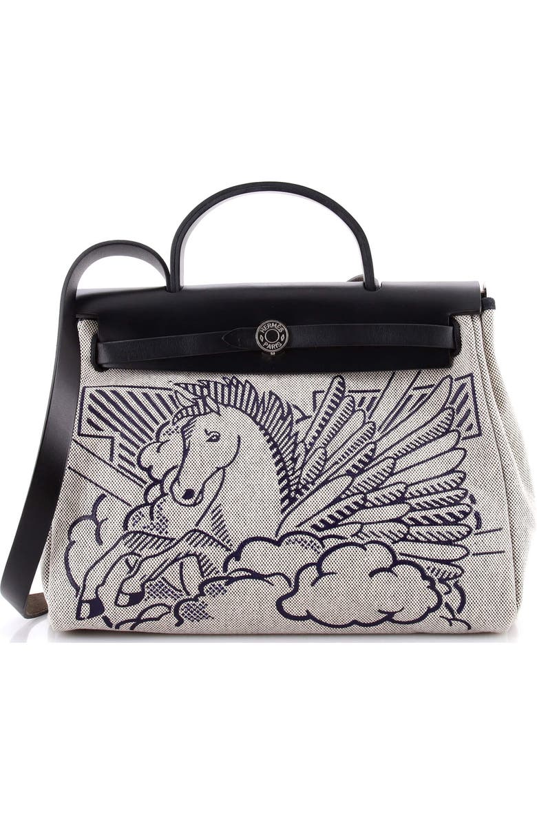 Pre-Owned Hermes Herbag Zip Pegase Pop Toile and Leather 31, Main, color, Noir