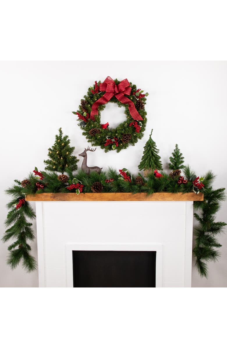 Northlight Pre-Lit Battery Operated Canadian Pine Christmas Wreath - 24" - Clear LED Lights, Alternate, color, 