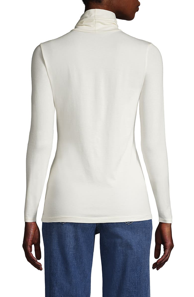 Lands' End Lightweight Jersey Skimming Long Sleeve Turtleneck, Alternate, color, Ivory