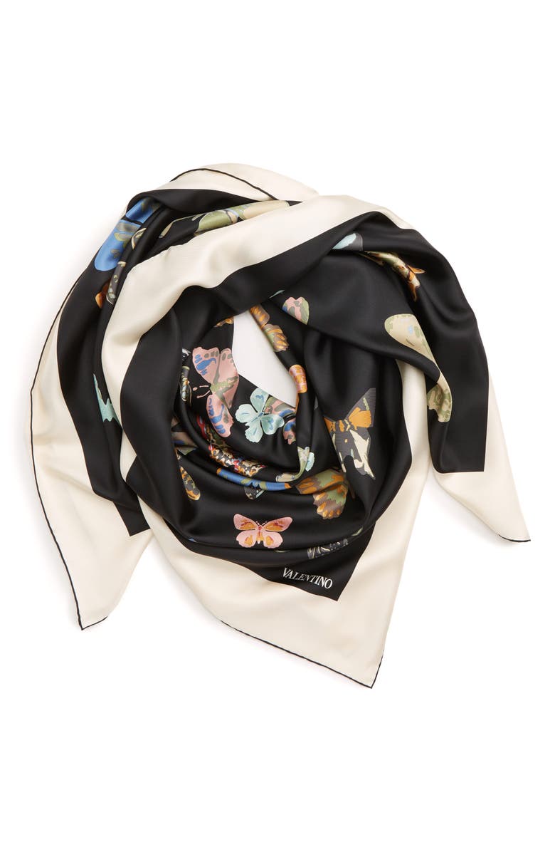 Valentino Garavani Valentino Butterfly Silk Scarf, Alternate, color, 