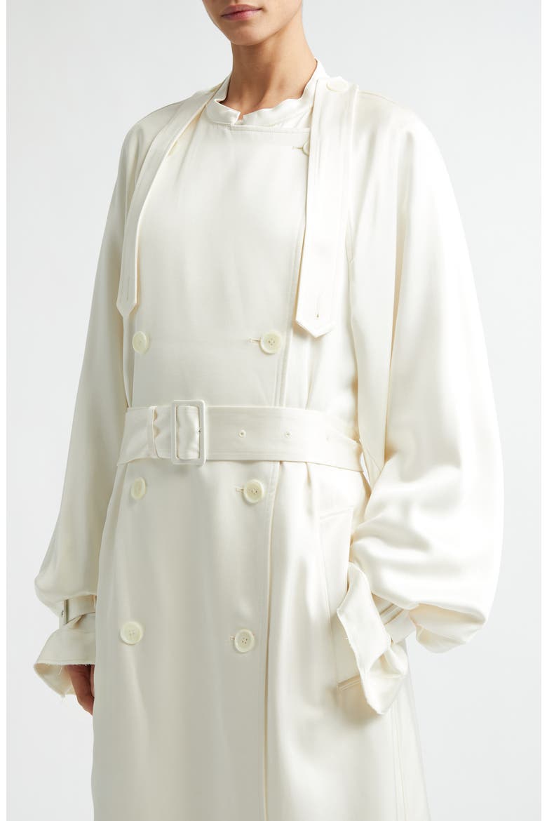 Satin Trench Coat, Alternate, color, OFF-WHITE