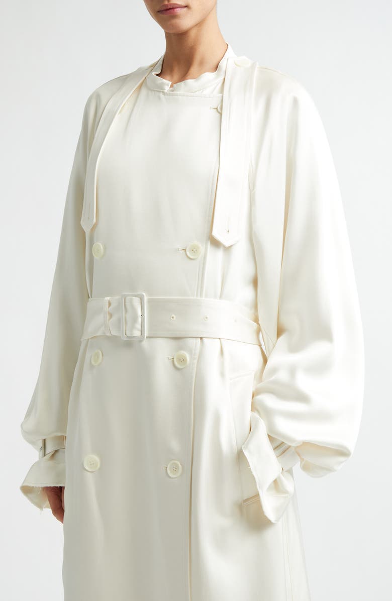 TOTEME Satin Trench Coat, Alternate, color, Off-White