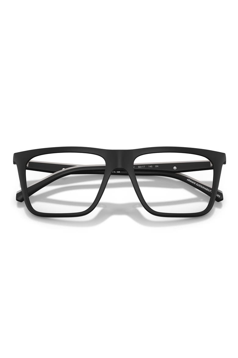 56mm Clip-On Style Square Sunglasses, Alternate, color, MATTE BLACK / CLEAR