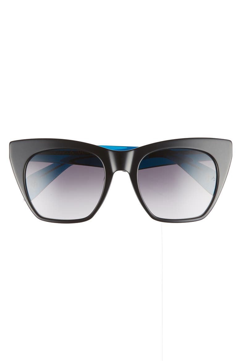 52mm Cat Eye Sunglasses, Alternate, color, BLACK/ BLUE