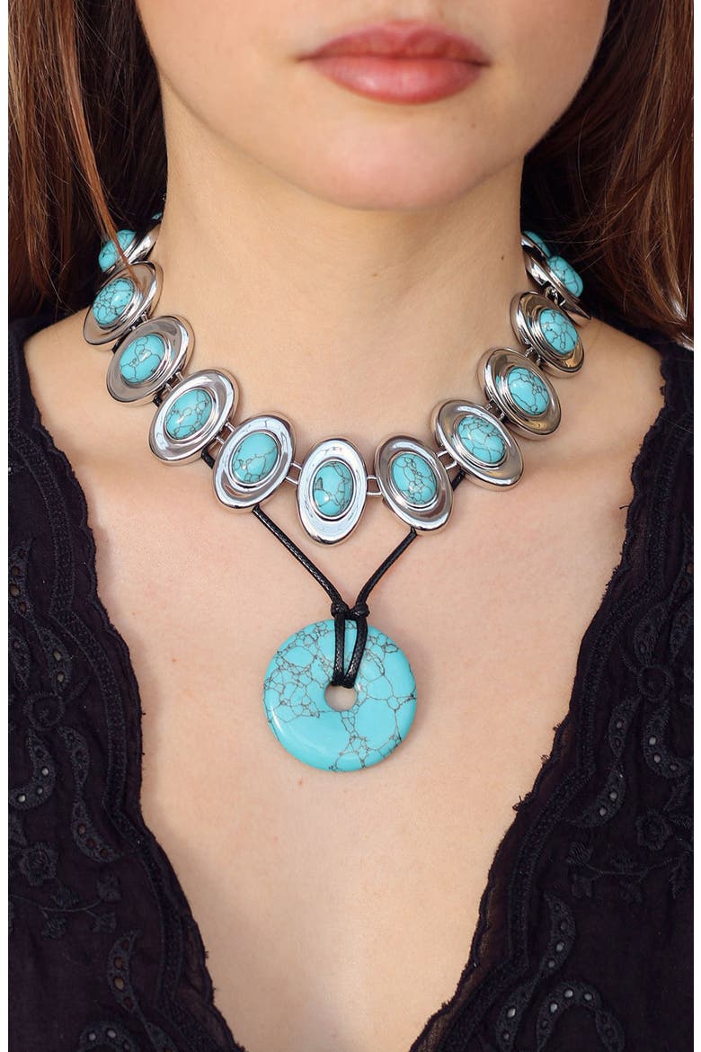 Burke Necklace, Alternate, color, SILVER/ TURQUOISE