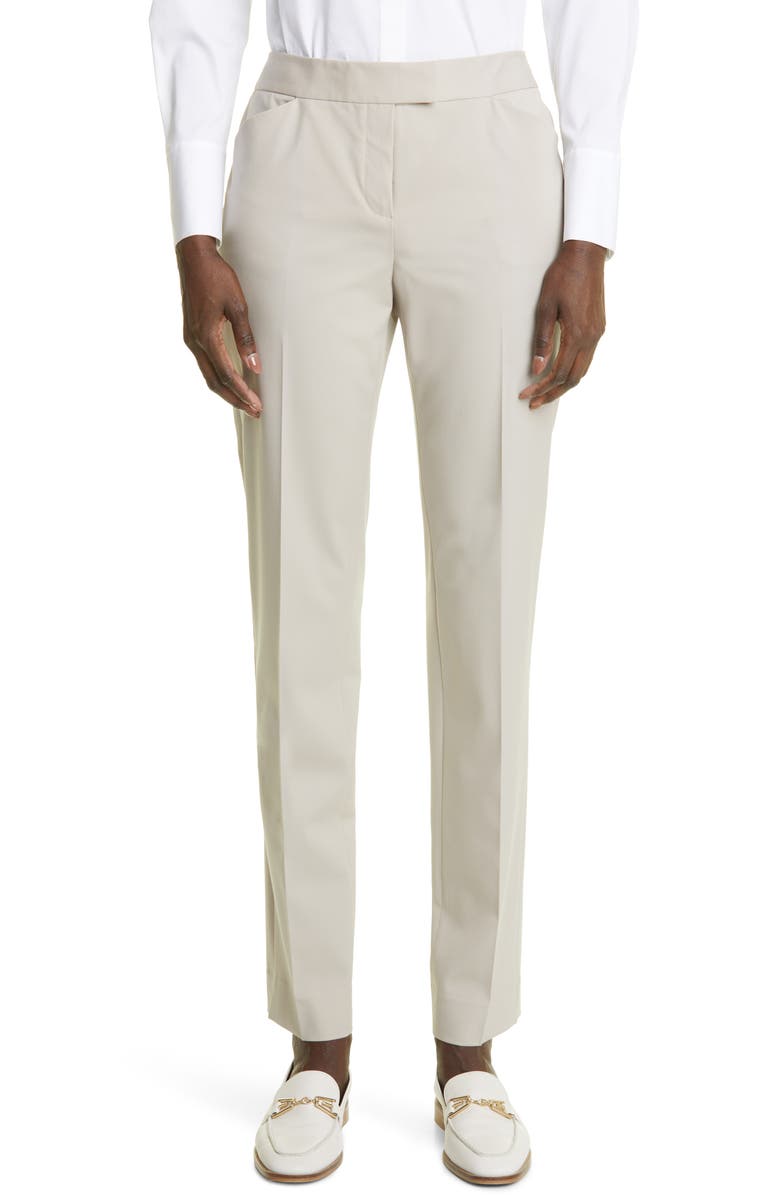 Lafayette 148 New York Irving Skinny Stretch Wool Pants, Main, color, Khaki