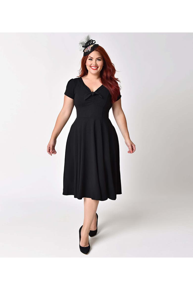 Plus Size Natalie Swing Dress, Alternate, color, Black Solid