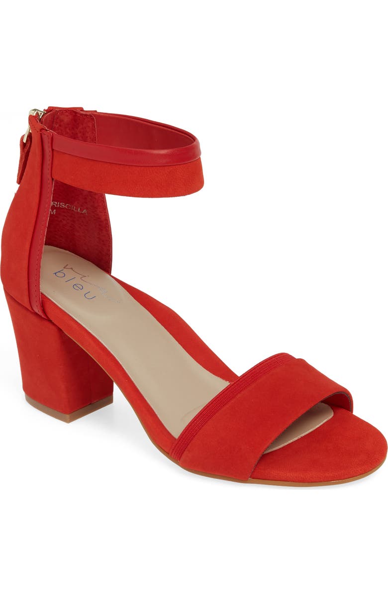 via bleu Priecilla Cuff Sandal, Main, color, Chili Pepper Nubuck Leather