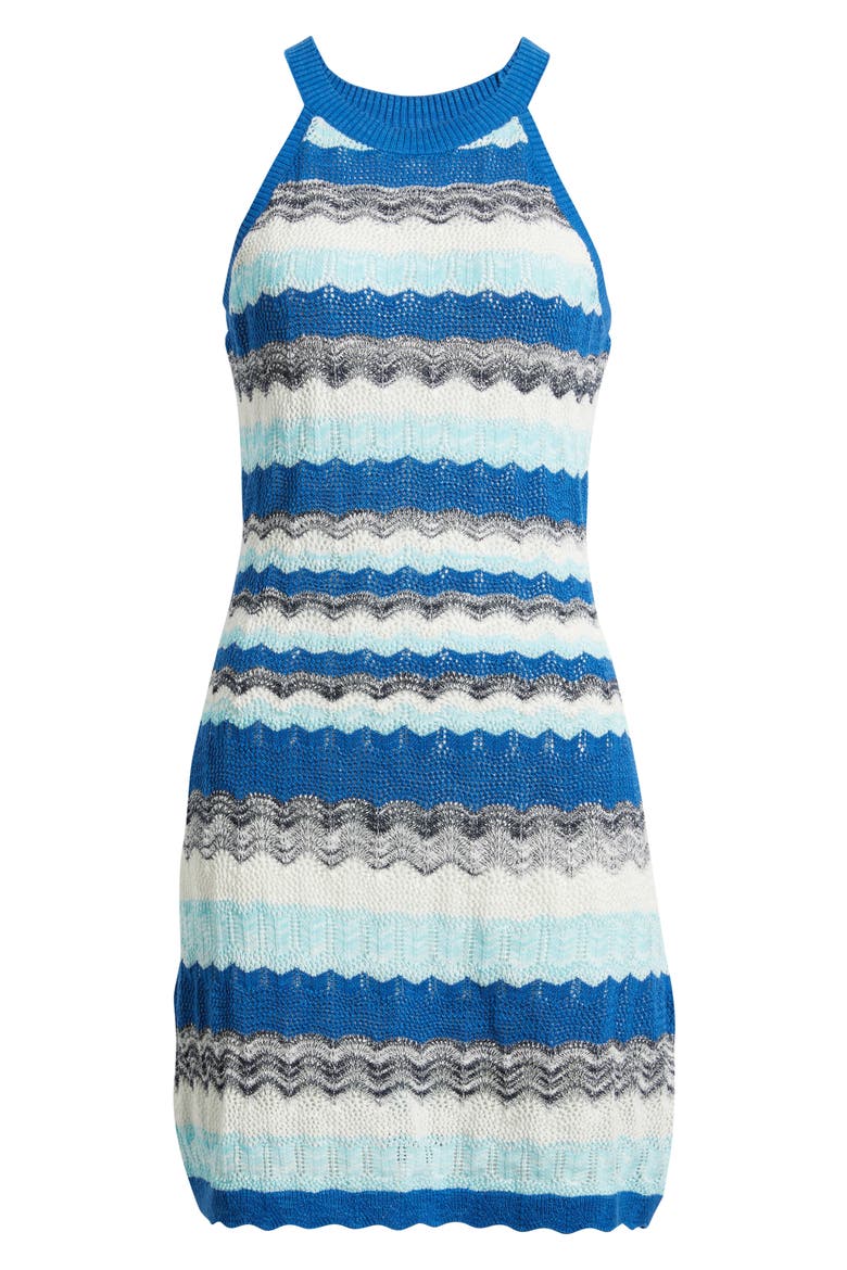 Pointelle Stripe Minidress, Alternate, color, COBALT