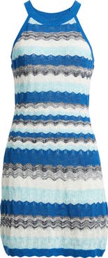CITY BLUES Pointelle Stripe Minidress
