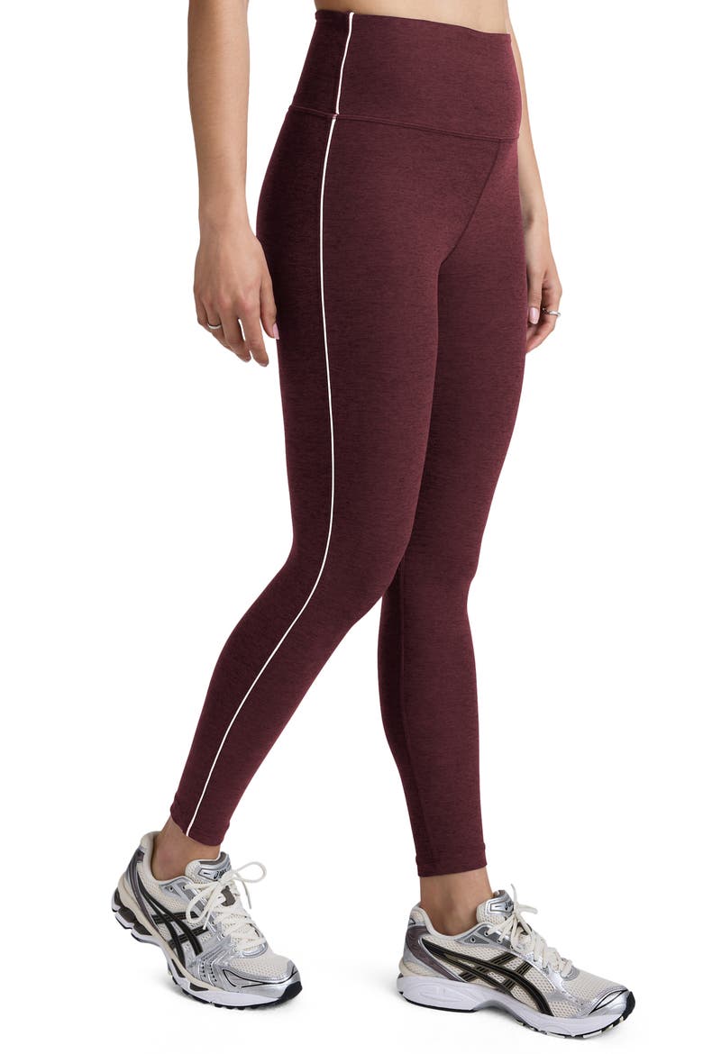 Space Dye High Waist Midi Leggings, Alternate, color, MIDNIGHT BURGUNDY HEATHER