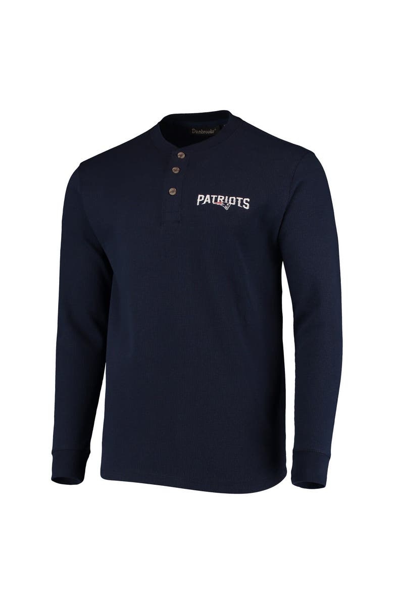 DUNBROOKE Men's Dunbrooke Navy New England Patriots Logo Maverick Thermal Henley Long Sleeve T-Shirt, Alternate, color, Navy