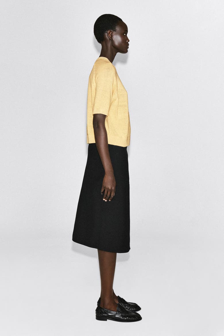 Shrunken Knitted Linen T-Shirt, Alternate, color, YELLOW