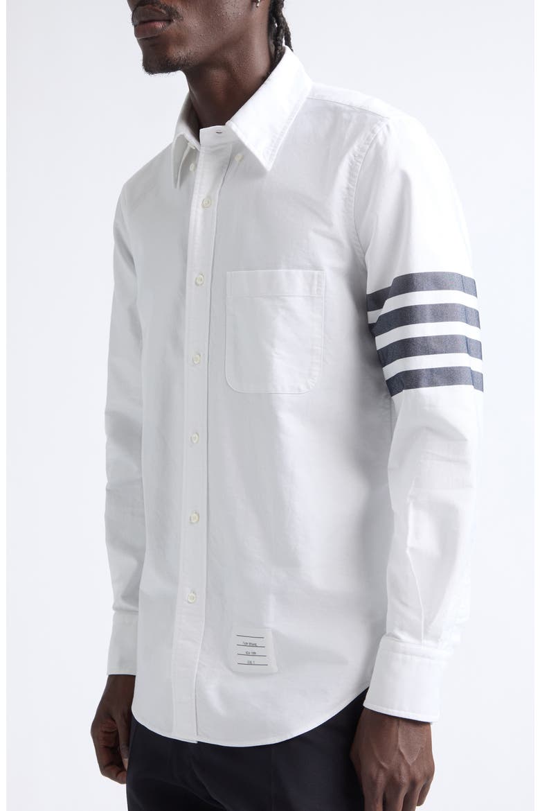 Straight Fit 4-Bar Cotton Oxford Poplin Button-Down Shirt, Alternate, color, WHITE / NAVY