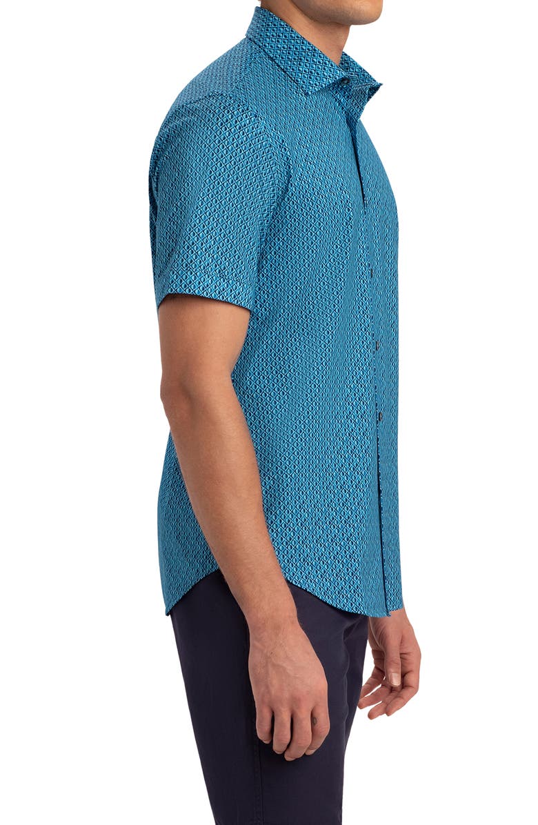 Bugatchi OoohCotton<sup>®</sup> Print Stretch Short Sleeve Button-Up Shirt, Alternate, color, 
