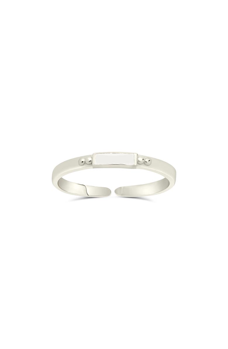 Sterling Forever White Enamel & Sterling Silver Open Band Adjustable Ring, Alternate, color, Silver