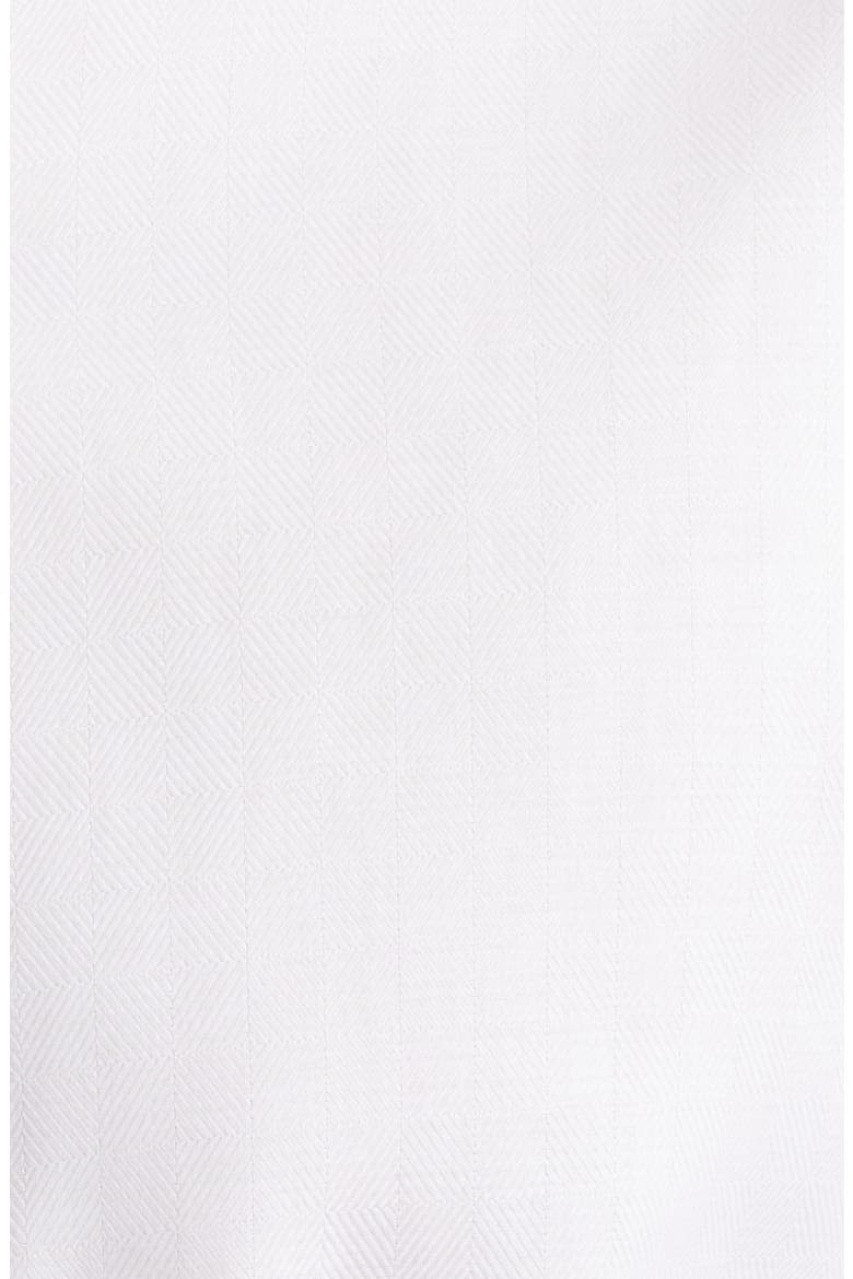 Trim Fit White Cotton Herringbone Dress Shirt, Alternate, color, WHITE