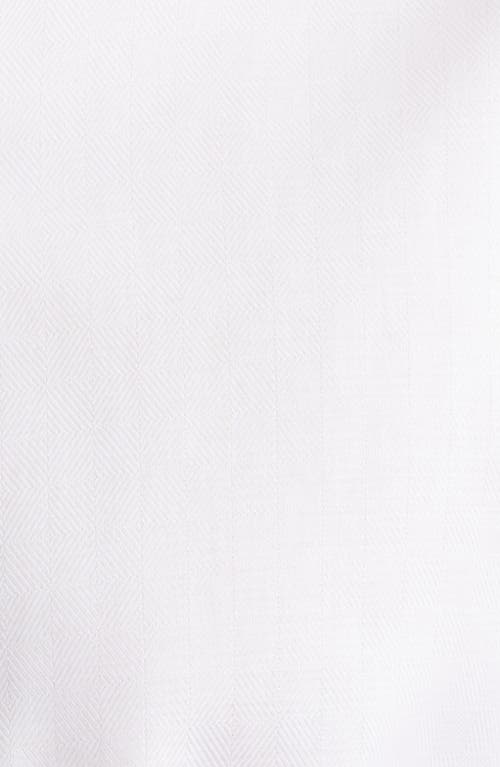 Lorenzo Uomo Trim Fit White Cotton Herringbone Dress Shirt In White