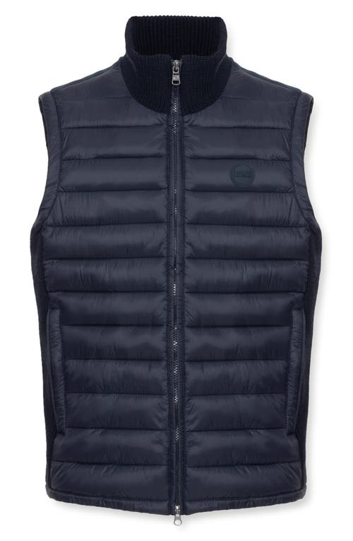 COLMAR Modern Mixed Media Water Repellent Puffer Vest in Navy Blue 