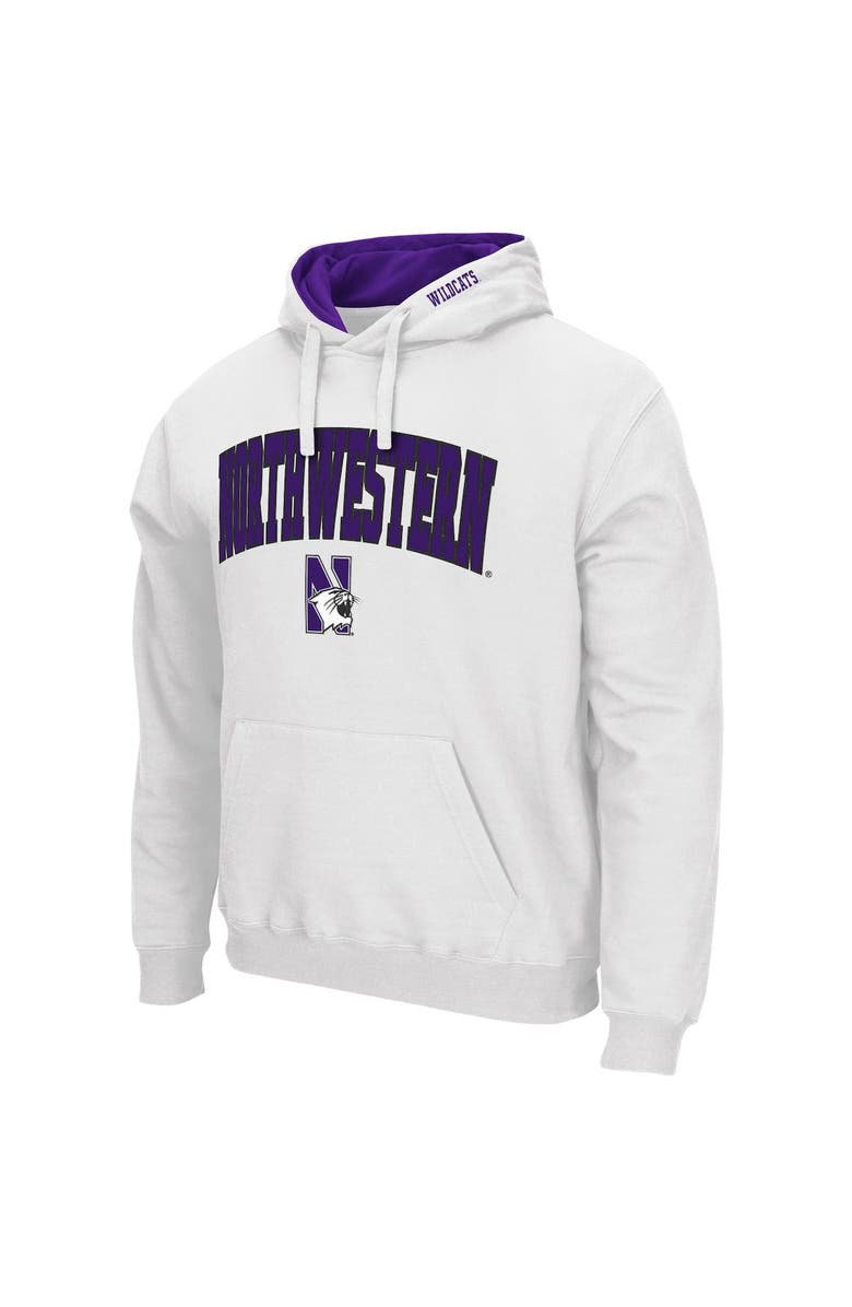 COLOSSEUM Men's Colosseum White Northwestern Wildcats Arch & Logo 3.0 Pullover Hoodie, Alternate, color, 