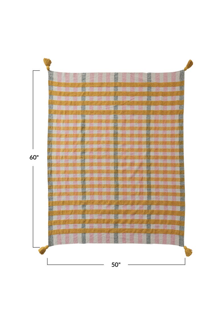 Jacquard Throw with Tassels, Alternate, color, Orange