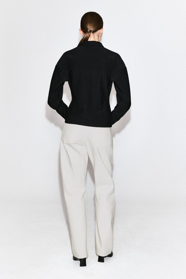 Waisted Crepe-Jersey Shirt, Alternate, color, BLACK