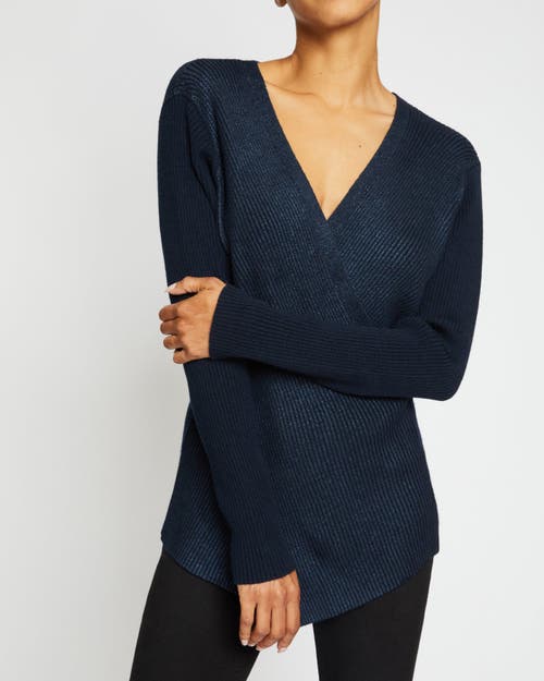Santorelli Stacy Crossover V-neck Sweater In Space Blue