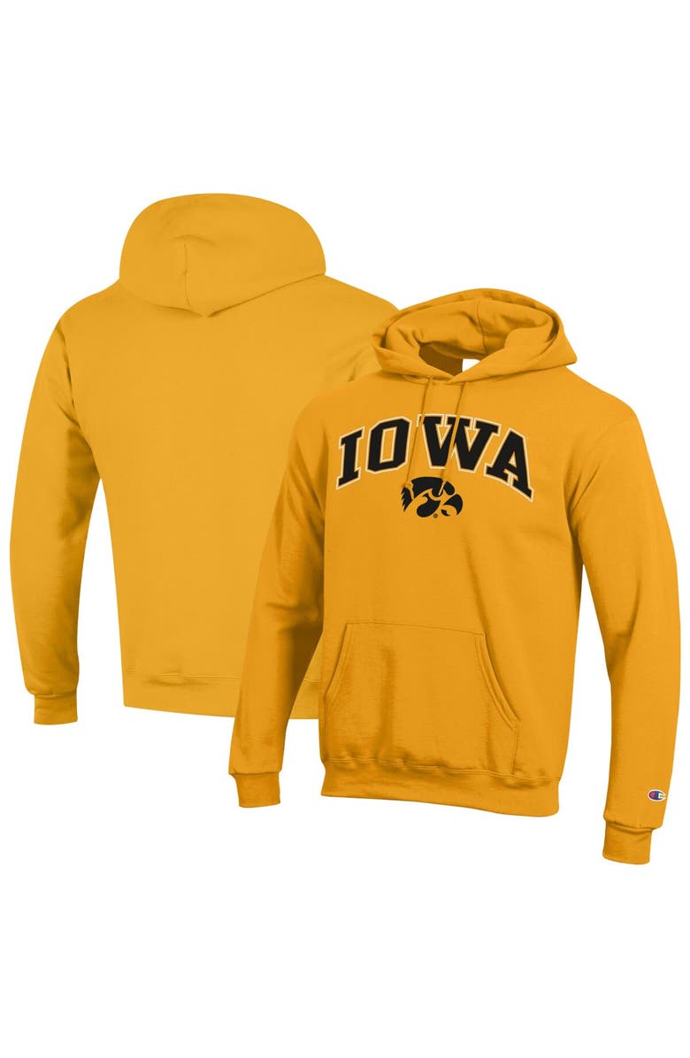 Champion Men's Champion Gold Iowa Hawkeyes Arch Over Logo Pullover Hoodie, Main, color, Gold