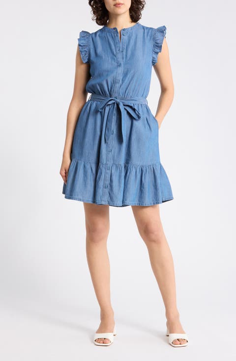 Sleeveless Chambray Dress
