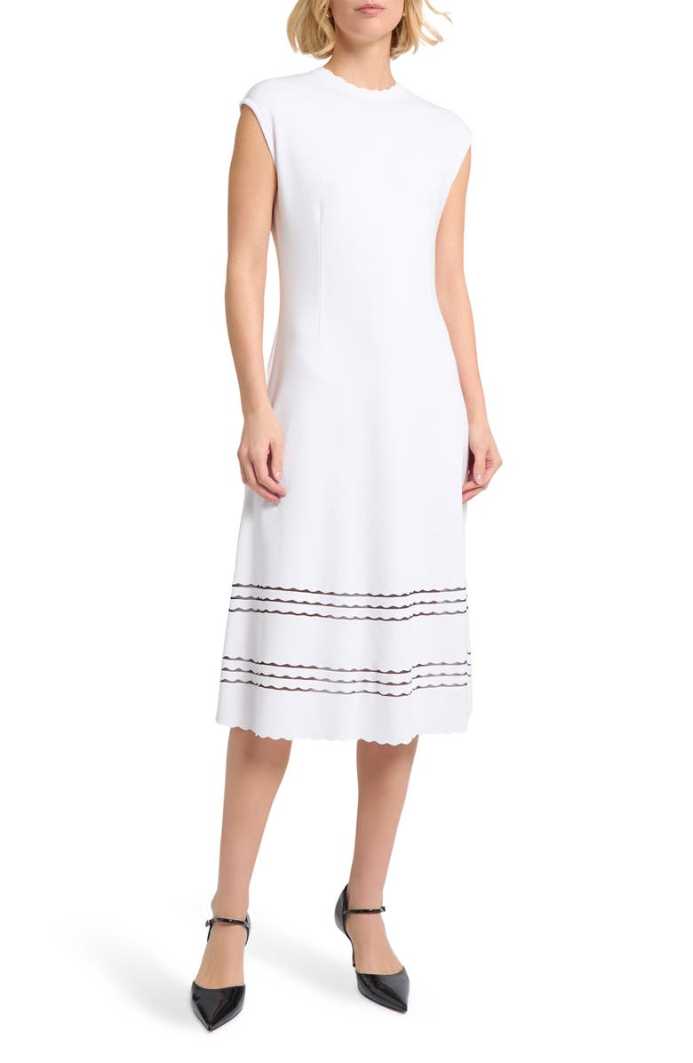 Misook A-Line Knit Midi Dress, Main, color, White/Black