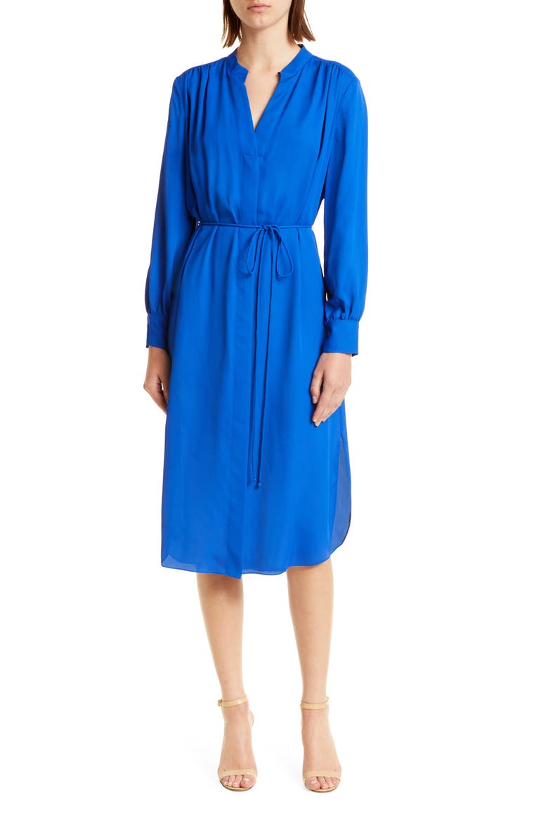 BOSS Dibanora Long Sleeve Tie Waist Dress, Main, color,