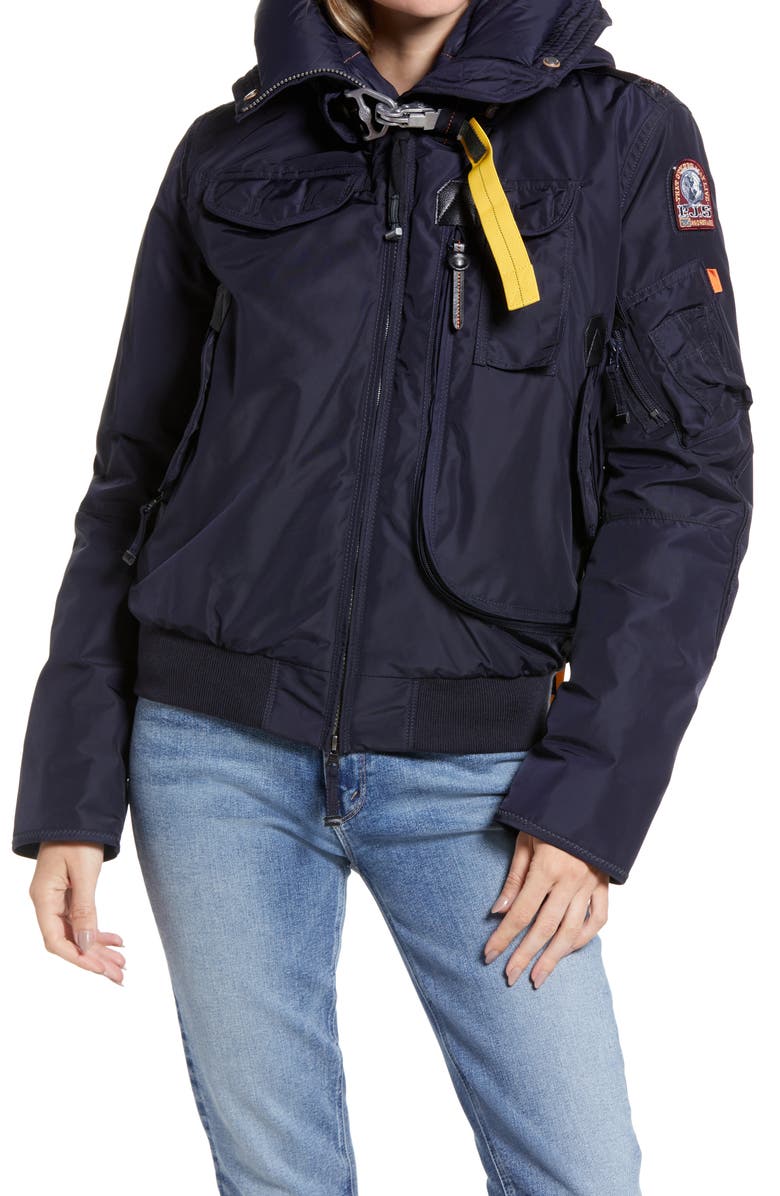 Parajumpers Gobi Base Waterproof Down Recycled Nylon Bomber Jacket, Alternate, color, Navy