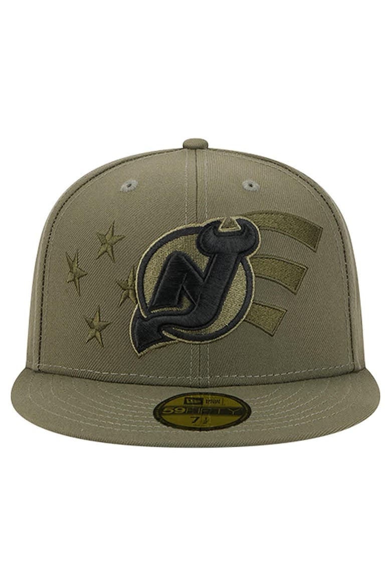 Men's New Era  Olive New Jersey Devils Military Appreciation Flag 59FIFTY Fitted Hat, Alternate, color, Olive