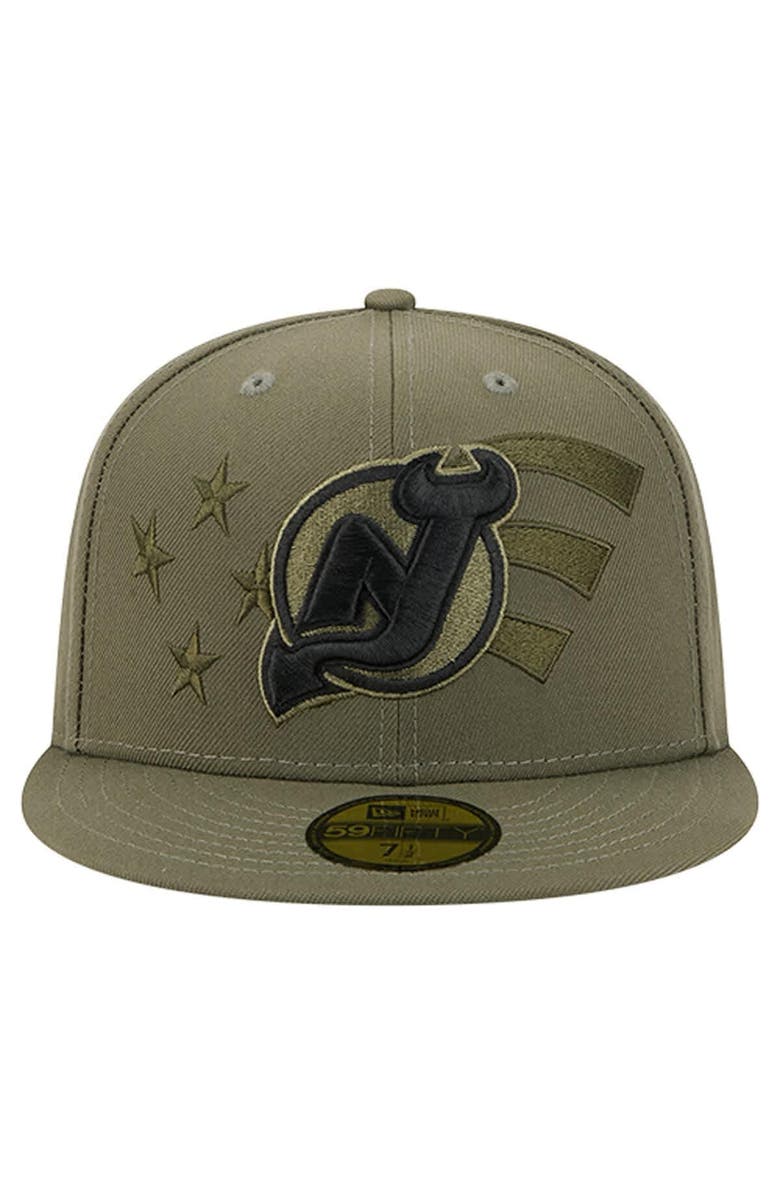 New Era Men's New Era Olive New Jersey Devils Military Appreciation Flag 59FIFTY Fitted Hat, Alternate, color, Olive