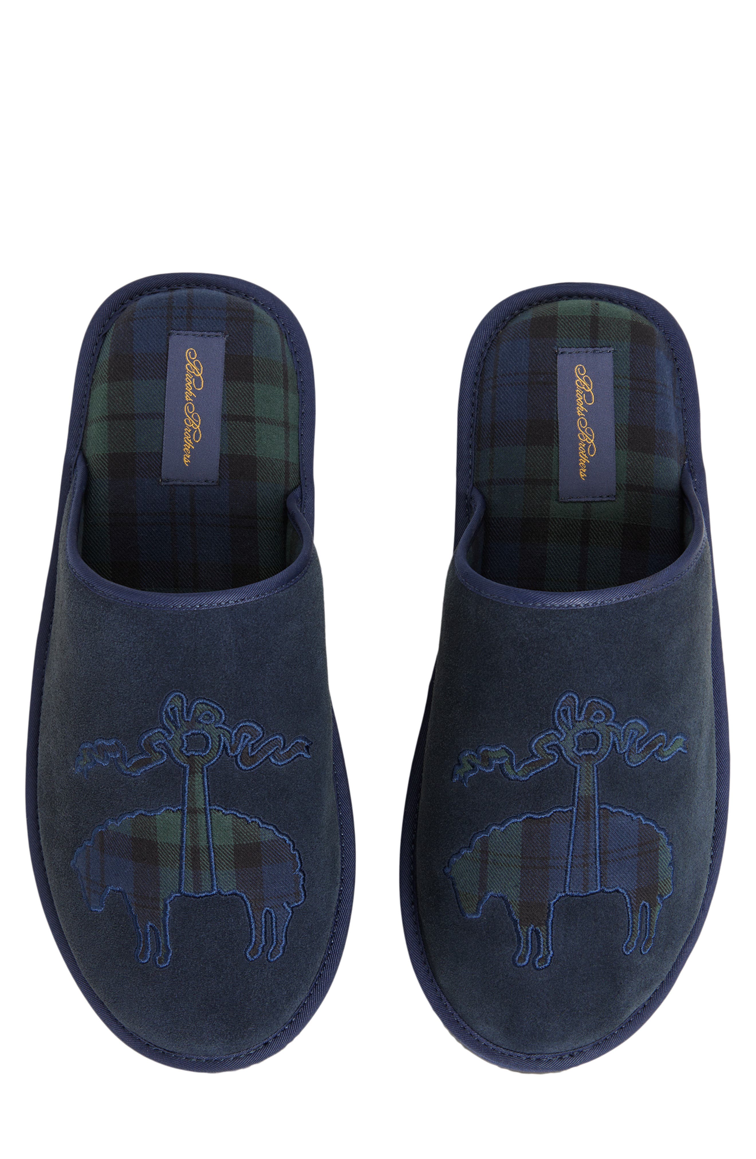 Drew Wool Faux Fur Lined Slipper, Alternate, color, NAVY