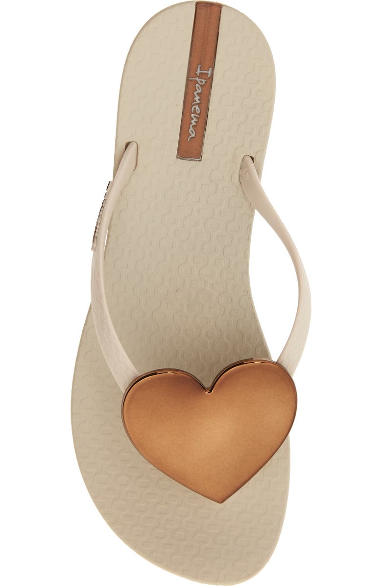Ipanema Wave Heart Flip Flop, Alternate, color, Beige/Bron