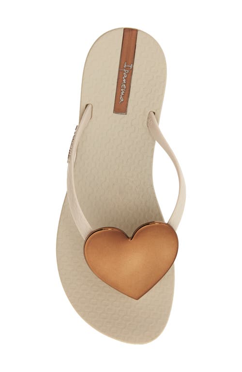 Ipanema Women's Wave Heart Sparkle Flip-flop Sandals In Beige/bronze