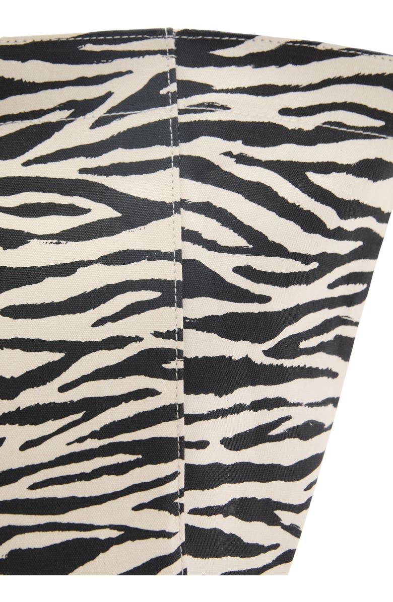 MANGO Zebra Canvas Shopper Bag, Alternate, color, Black