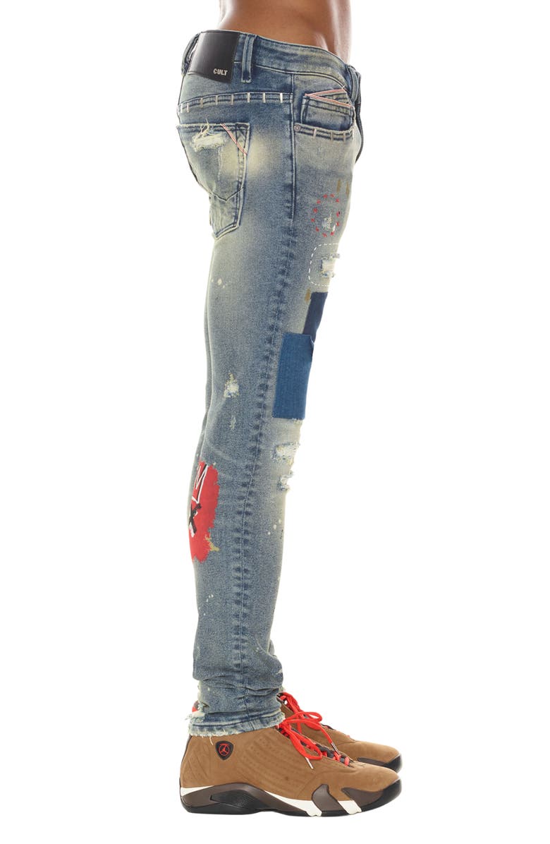 Cult of Individuality Punk Ripped Stretch Super Skinny Jeans, Alternate, color, Basq