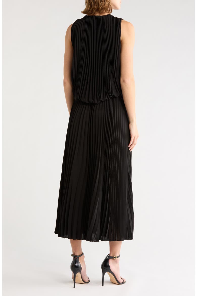 Pleated Sleeveless V-Neck Maxi Dress, Alternate, color, BLACK