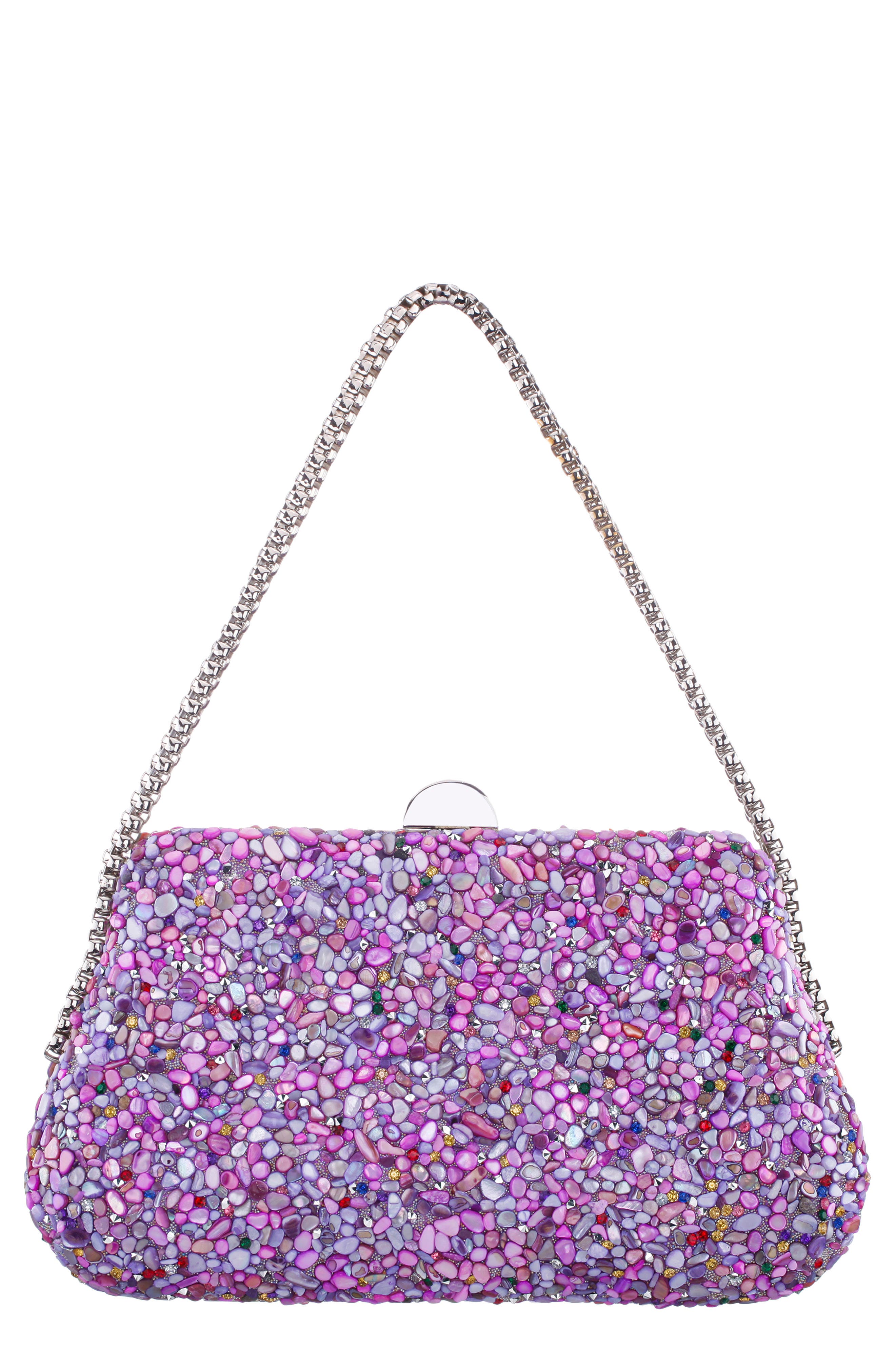 Nina Cheer Embellished Clutch, Main, color, Lavender Multi