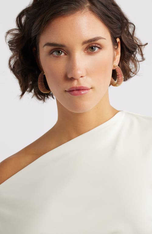 Nordstrom Metallic Thread Hoop Earrings In Burgundy