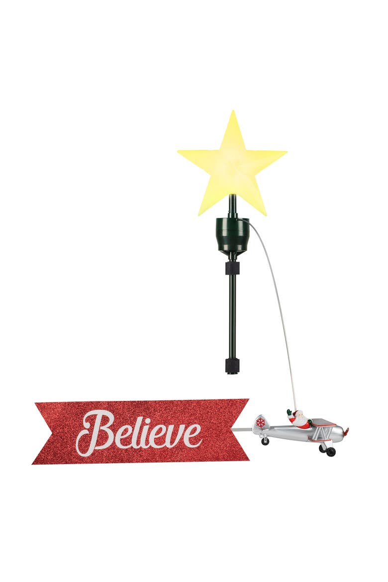 Animated Biplane Tree Topper with Banner - White Santa, Alternate, color, White Santa