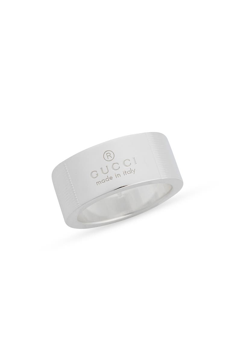 Gucci Trademark Cigar Band Ring, Main, color, Silver