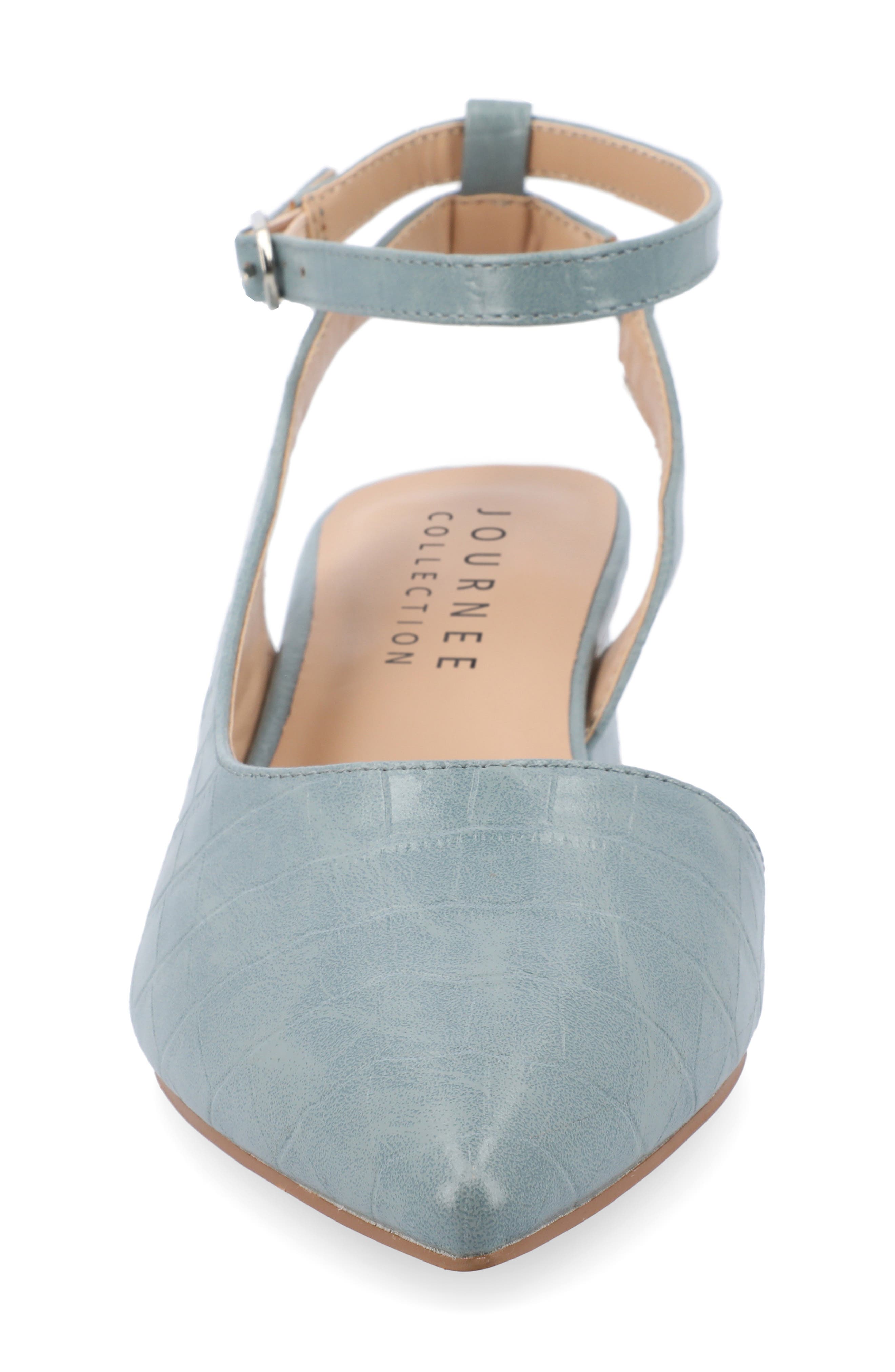 Keefa Croc Embossed Pointed Toe Pump, Alternate, color, BLUE