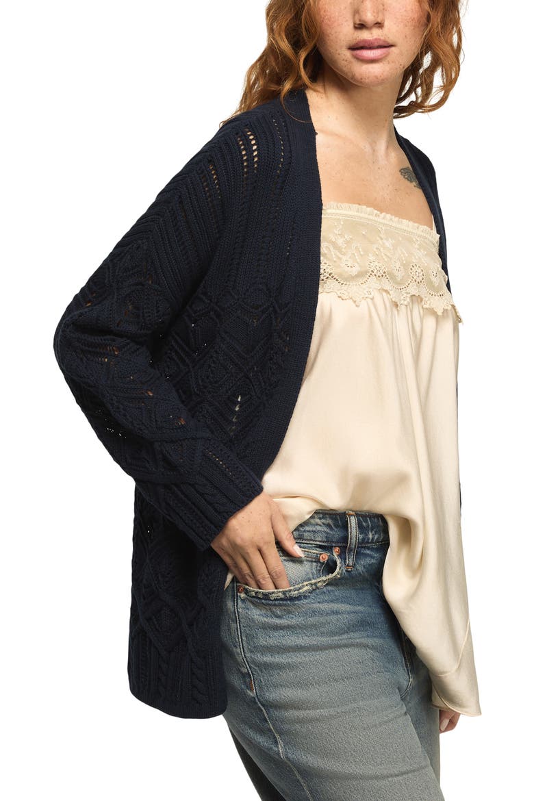 Mixed Stitch Cardigan, Alternate, color, CADET NAVY