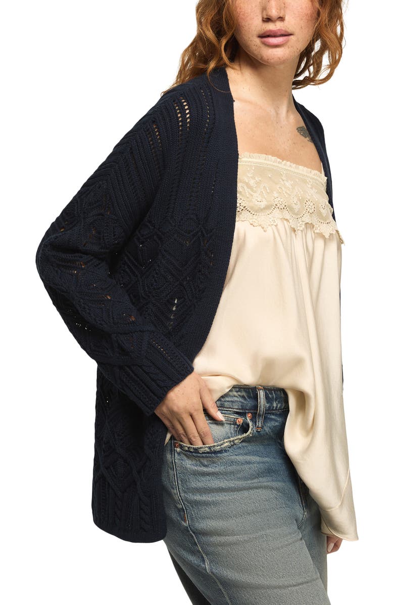 Lucky Brand Mixed Stitch Cardigan, Alternate, color, Cadet Navy
